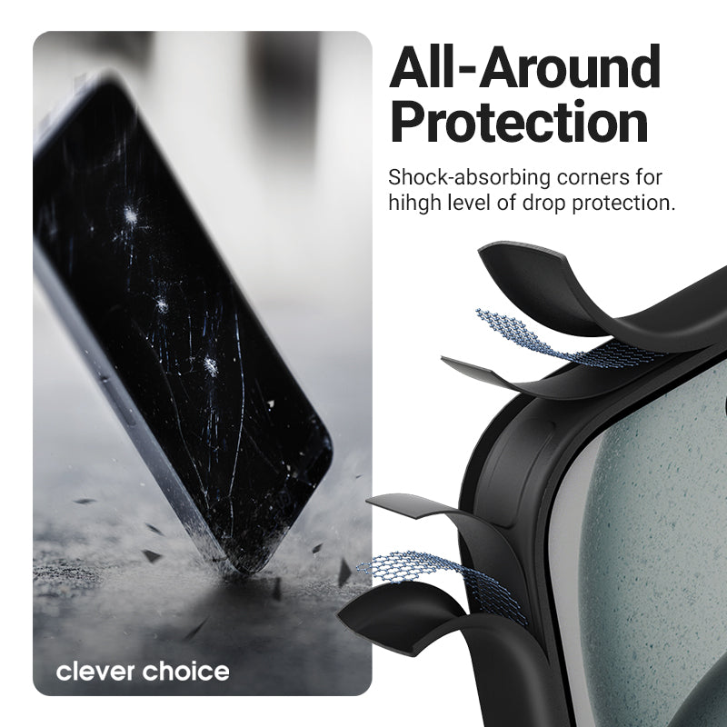Crong Hybrid Frost MAG dėklas – MagSafe iPhone 17 Pro dėklas (juodas)