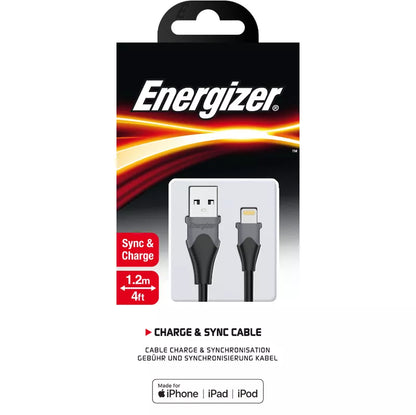 Energizer Classic – USB-A į Lightning jungiamasis laidas su MFi sertifikatu, 1,2 m (juodas)