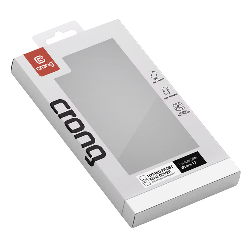 Crong Hybrid Frost MAG dėklas - MagSafe iPhone 17 dėklas (juodas)
