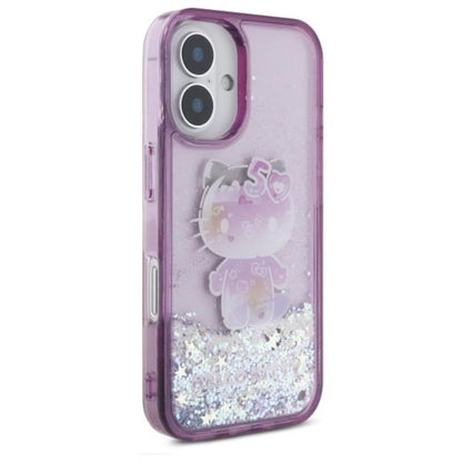 Hello Kitty skysti blizgučiai 50-ojo jubiliejaus vakarėlis – dėklas, skirtas iPhone 16 (violetinis)