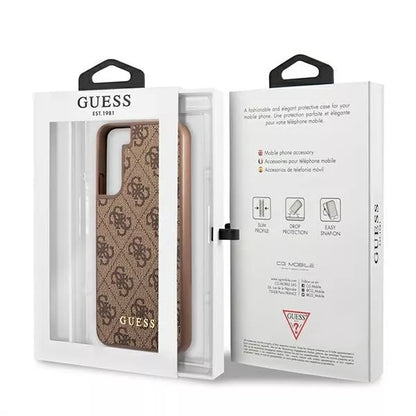 Guess 4G Metal Gold Logo - dėklas Samsung Galaxy S22 (rudas)