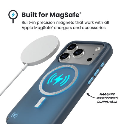 Speck Presidio Lux MagSafe – dėklas iPhone 17 Pro (Deep Sea Fade / Black / Spell Blue)