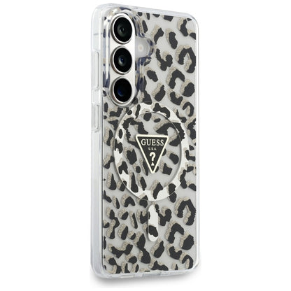 Guess IML Leopard Print Triangle MagSafe - Samsung Galaxy S26 dėklas (juodas)