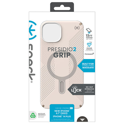 Speck Presidio2 Grip ClickLock ir Magsafe – iPhone 15 Plus / iPhone 14 Plus dėklas (Bleached Bone / Heirloom Gold / Hazel Brown)