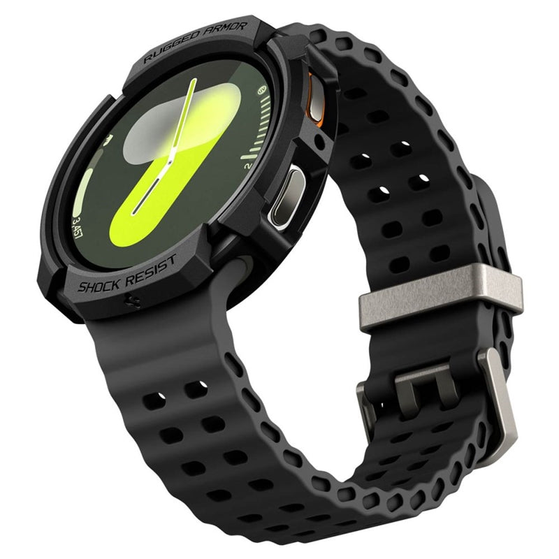 Spigen Rugged Armor Dėklas, skirtas Samsung Galaxy Watch 8 44 mm (Matinė juoda)
