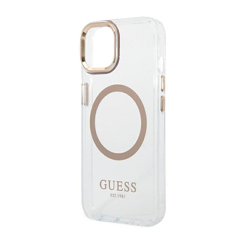 Guess Metal Outline MagSafe – "Clear" dėklas, skirtas iPhone 14 Plus
