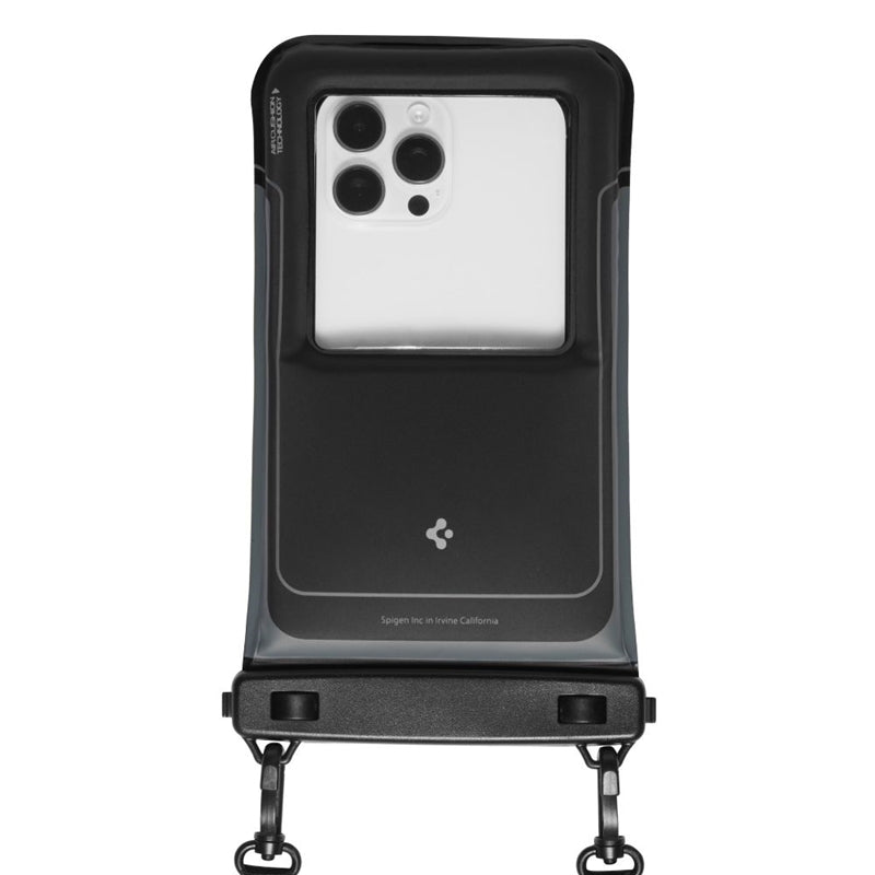 Spigen A611P Universalus vandeniui atsparus plūduriuojantis dėklas, 2 vnt. – Vandeniui atsparus dėklas išmaniesiems telefonams iki 6,9" (Matinė juoda)