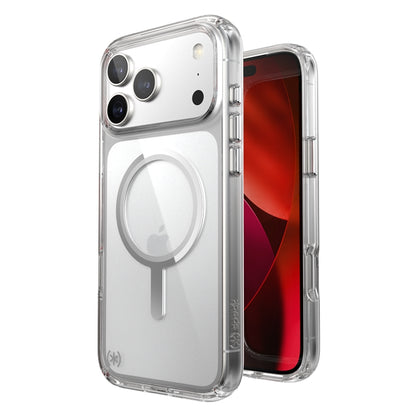 Speck Presidio Perfect Clear MagSafe dėklas – iPhone 17 Pro Max dėklas (skaidrus / sidabrinis)