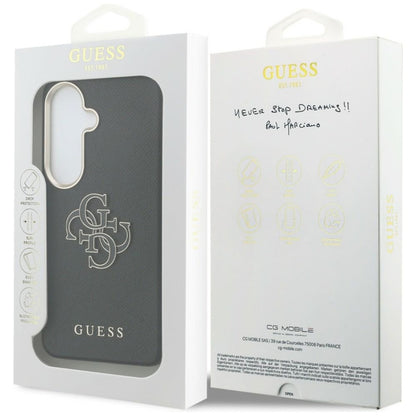 Guess Grained Big 4G Metal Logo dėklas - Samsung Galaxy S26 dėklas (juodas)