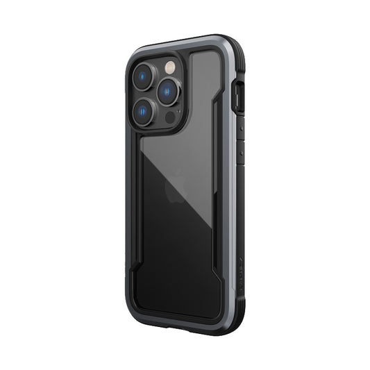X-Doria Raptic Shield – aliuminio dėklas, skirtas „iPhone 14 Pro“ (atsparus smūgiams iki 3 m) (juodas)