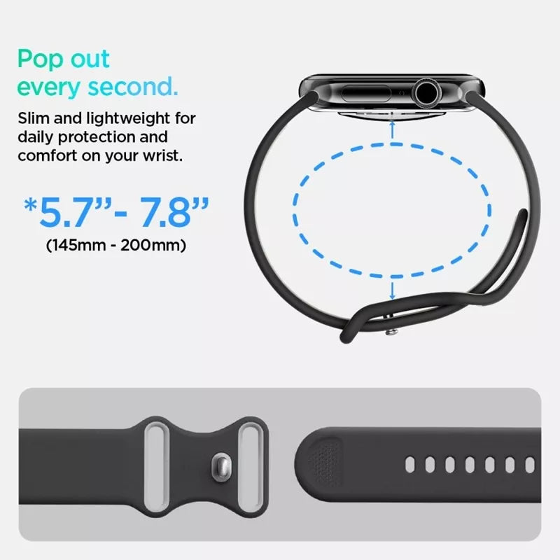 Spigen Nano Pop - Dirželis Apple Watch 44/45/46/49 mm (Juodosios sezamo)