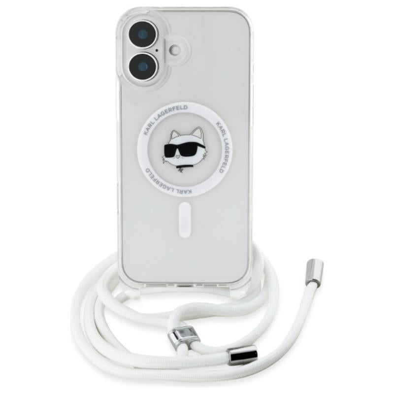 Karl Lagerfeld IML Choupette Head & Cord MagSafe – Dėklas iPhone 16 (skaidrus)