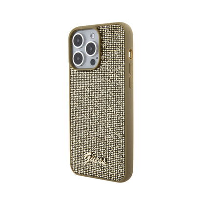 Guess Disco Metal Script – dėklas, skirtas iPhone 15 Pro Max (auksinis)