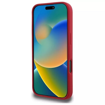 Karl Lagerfeld Silicone Karl & Choupette Ring MagSafe – dėklas iPhone 16 Pro (raudonas)