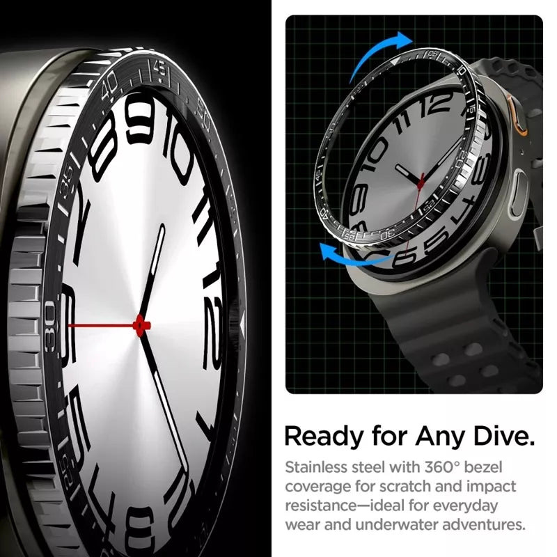 Spigen Bezel Tune Diver - Apsauginis korpusas / Bezel žiedas, skirtas Samsung Galaxy Watch 8 44 mm (Juodas)