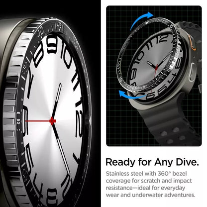 Spigen Bezel Tune Diver - Apsauginis korpusas / Bezel žiedas, skirtas Samsung Galaxy Watch 8 44 mm (Juodas)