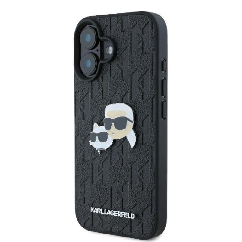 Karl Lagerfeld Monogram Karl & Choupette Head Pin - Dėklas skirtas iPhone 16 (juodas)