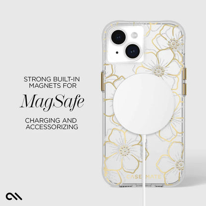 Case-Mate Floral Gems MagSafe – iPhone 15 Plus dėklas (auksinis)