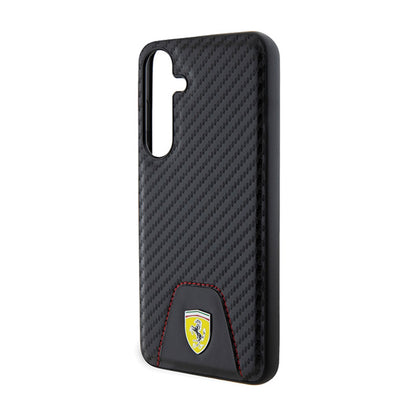 Ferrari Carbon Stitched Bottom – dėklas, skirtas „Samsung Galaxy S24+“ (juodas)