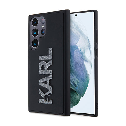 Karl Lagerfeld 3D Rubber Glitter Logo – Samsung Galaxy S23 Ultra dėklas (juodas)