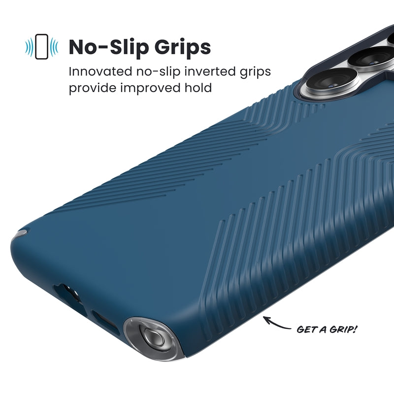 Speck Presidio2 Grip Magnet – „Samsung Galaxy S26 Ultra“ dėklas su MagSafe (tamsiai mėlynos/sidabrinės metalinės/sudrumstos mėlynos spalvos)