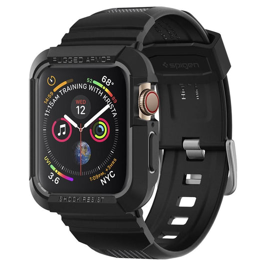 Spigen Rugged Armor Pro dėklas – apyrankė su dėklu, skirta Apple Watch 44 / 45 mm (juoda)