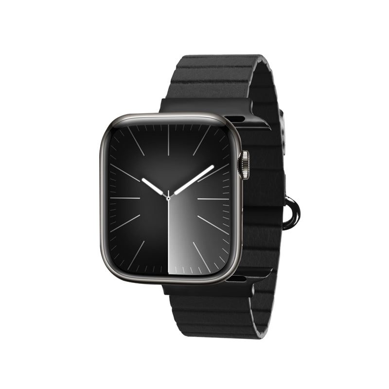 Crong Eclipse - Magnetinė odinė apyrankė Apple Watch 44/45/46/49 mm (Juoda)