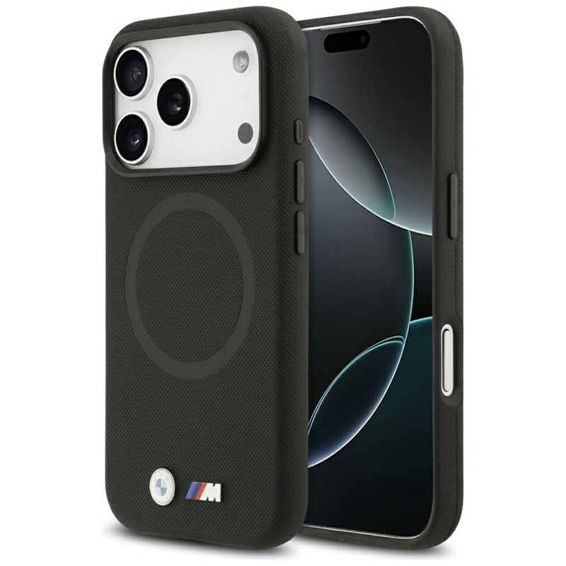 BMW M FW metalinis logotipas MagSafe - dėklas iPhone 17 Pro (juodas)
