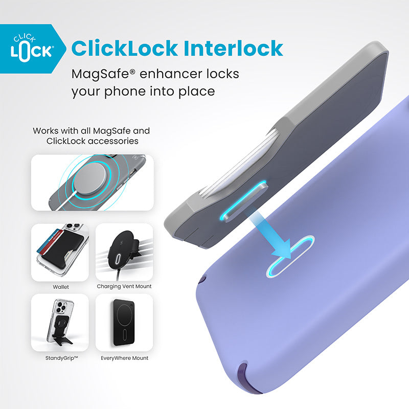 Speck Presidio2 Pro ClickLock & MagSafe – dėklas skirtas iPhone 16 Plus (Ateities levandų / Kašys purpurinė / Balta)