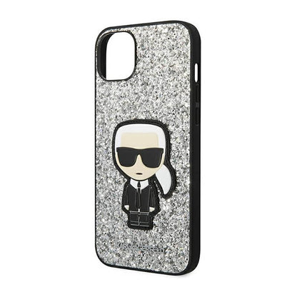 Karl Lagerfeld Glitter Flakes Ikonik – Dėklas iPhone 14 Plus (Sidabrinis)