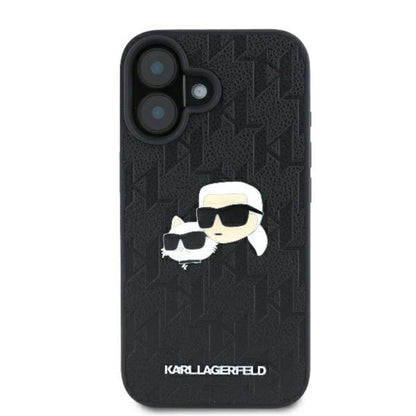Karl Lagerfeld Monogram Karl & Choupette Head Pin - Dėklas skirtas iPhone 16 (juodas)