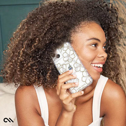 Case-Mate Floral Gems MagSafe – iPhone 15 Plus dėklas (auksinis)