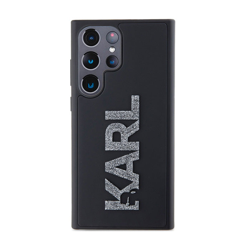Karl Lagerfeld 3D Rubber Glitter Logo – Samsung Galaxy S23 Ultra dėklas (juodas)