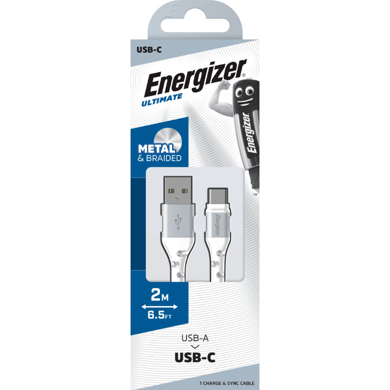 Energizer Ultimate - USB-A į USB-C jungties kabelis 2m (Baltas)