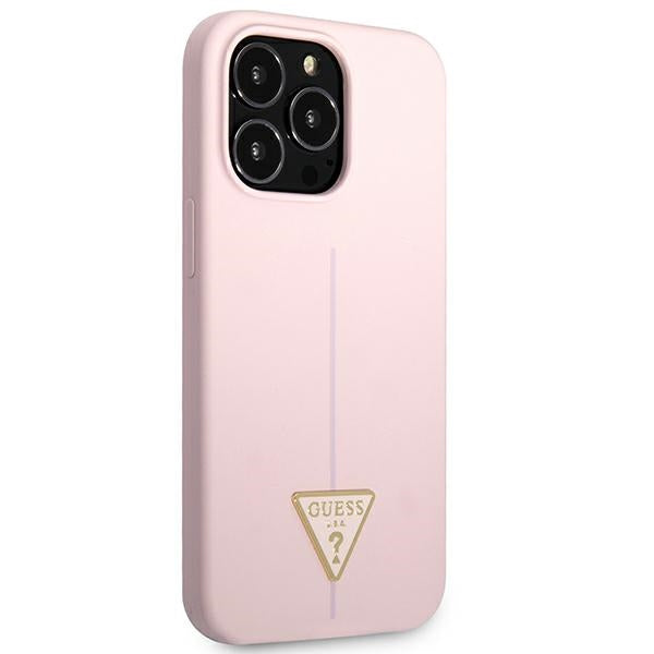 Guess Silicone Triangle Logo – Viršelis, skirtas iPhone 13 Pro Max (violetinė spalva)