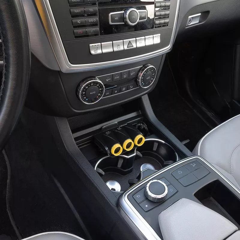 Dunlop – USB-A + USB-C 20W PD automobilinis įkroviklis / 3x 12/24V cigarečių pridegimo lizdo skirstytuvas (juodas)