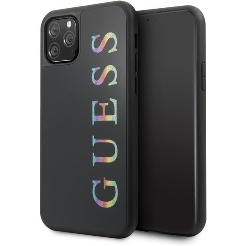 Guess dvigubas sluoksnis blizgučių dėklas – dėklas, skirtas iPhone 11 Pro Max (juoda/įvairiaspalvis)