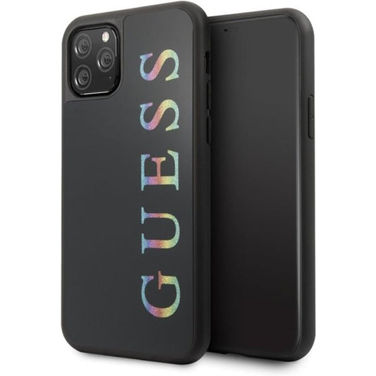 Guess dvigubas sluoksnis blizgučių dėklas – dėklas, skirtas iPhone 11 Pro Max (juoda/įvairiaspalvis)