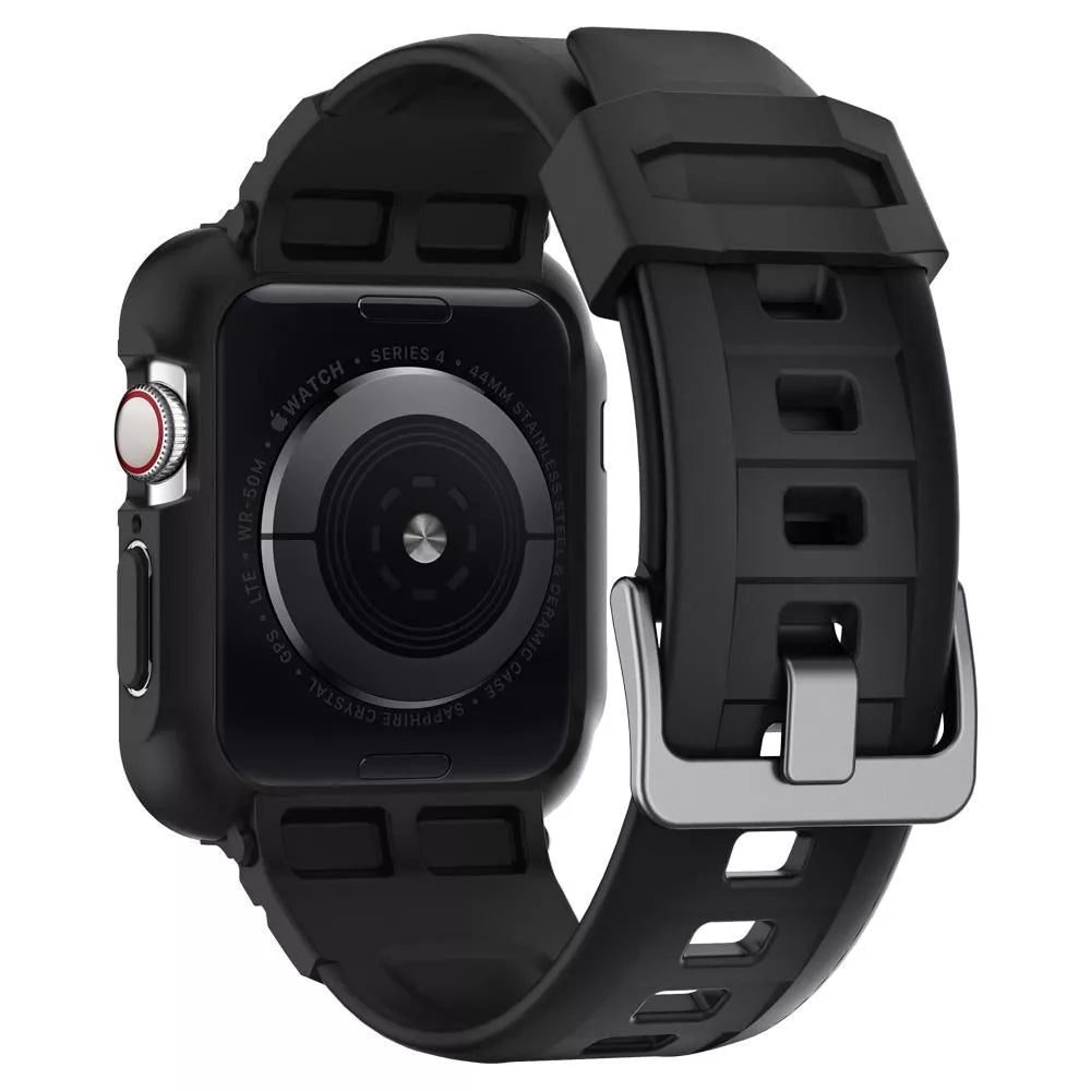 Spigen Rugged Armor Pro dėklas – apyrankė su dėklu, skirta Apple Watch 44 / 45 mm (juoda)