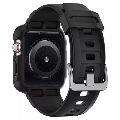 Spigen Rugged Armor Pro dėklas – apyrankė su dėklu, skirta Apple Watch 44 / 45 mm (juoda)