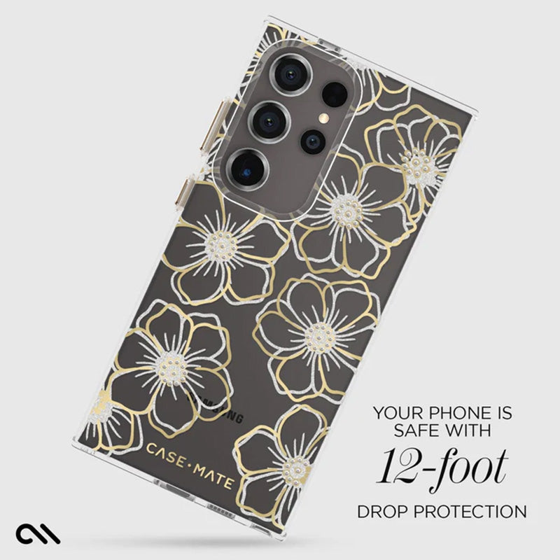 Case-Mate Floral Gems – Dėklas Samsung Galaxy S24 Ultra (Auksinis)