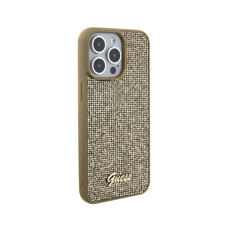 Guess Disco Metal Script – dėklas, skirtas iPhone 15 Pro Max (auksinis)