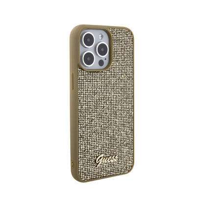 Guess Disco Metal Script – dėklas, skirtas iPhone 15 Pro Max (auksinis)