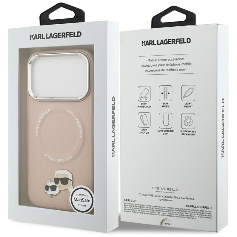 Karl Lagerfeld Karl & Choupette Smeigtukai MagSafe dėklas iPhone 17 Pro (rožinis)