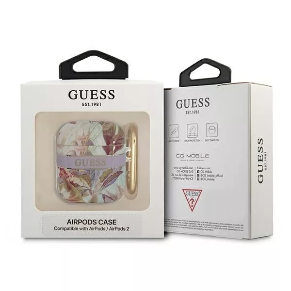 Guess Flower – Dėklas Airpods 1/2 kartos (Violetinė)