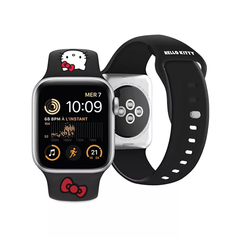 Hello Kitty silikoninis Kitty Head – dirželis Apple Watch 38/40/41 mm (juodas)