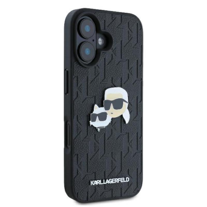 Karl Lagerfeld Monogram Karl & Choupette Head Pin - Dėklas skirtas iPhone 16 (juodas)