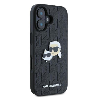 Karl Lagerfeld Monogram Karl & Choupette Head Pin - Dėklas skirtas iPhone 16 (juodas)
