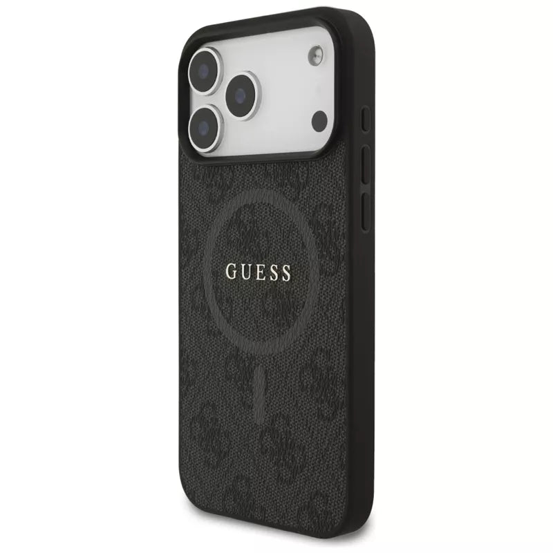 Guess 4G Ring Classic Logo MagSafe - Dėklas iPhone 17 Pro Max (juodas)