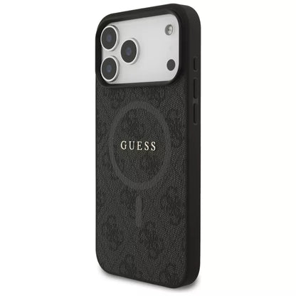 Guess 4G Ring Classic Logo MagSafe - Dėklas iPhone 17 Pro Max (juodas)
